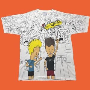 VTG 90s Beavis and Butt-Head T Shirt XL 1993 AOP Mtv AllSport Usa Single Stitch